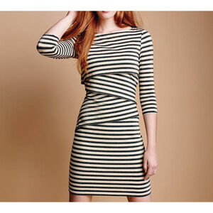 J McLaughlin Nicola Striped 3/4 Sleeve Sheath Fit Dress Size Medium